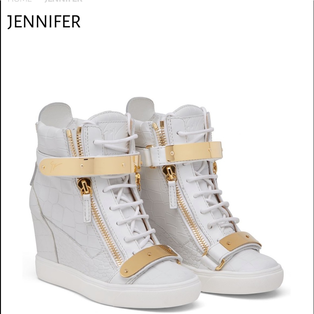 Giuseppe Zanotti White Wedge Sneakers 39
